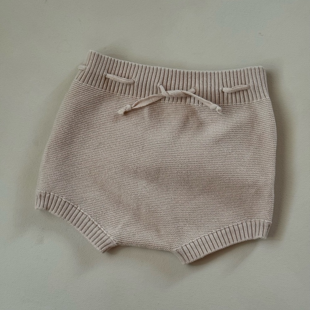 Mebie Baby Knit Bloomers 0–3M | Neutral Beige Cotton